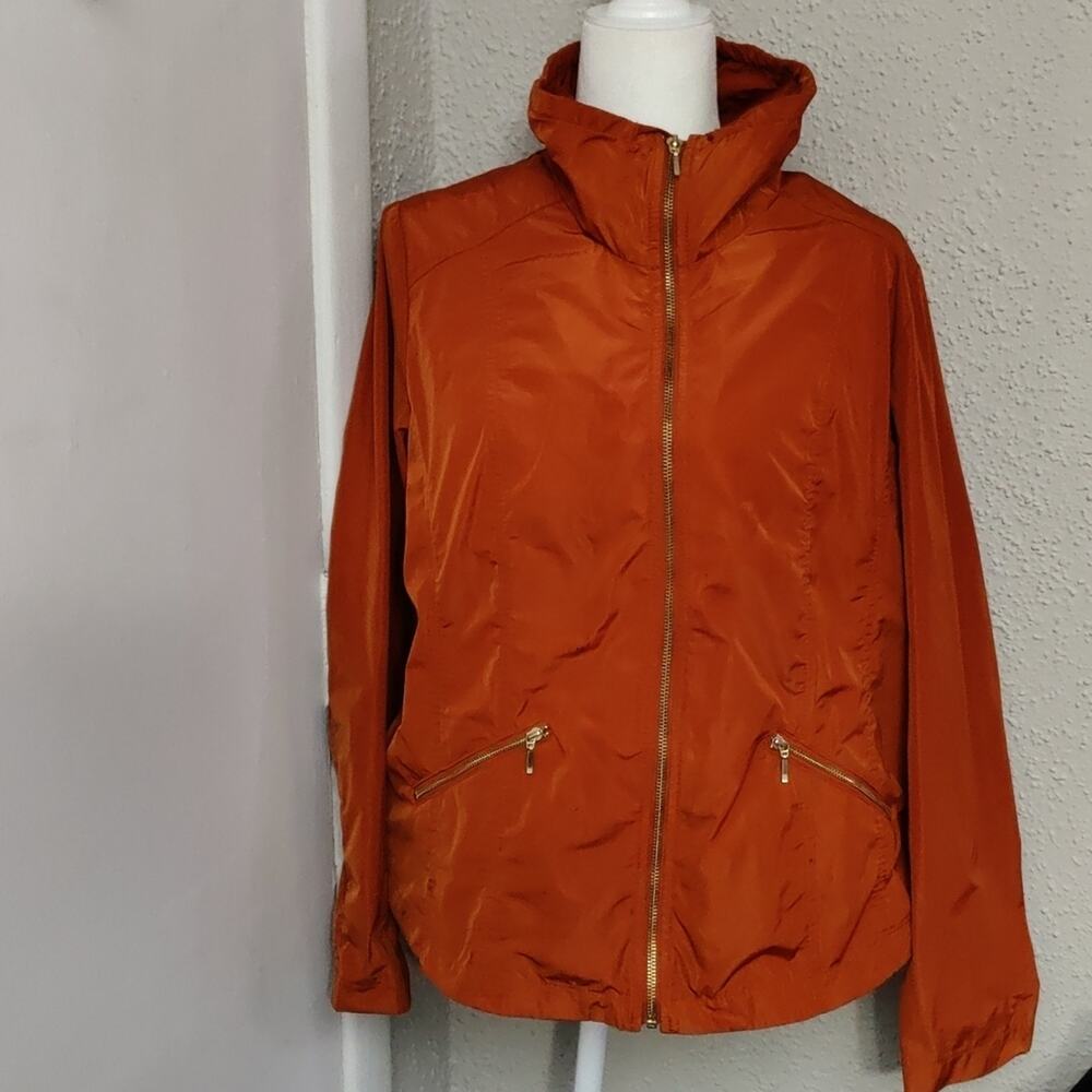 Chico's Xenergy 2 (12) Orange Zip-up Long Sleeve Windbreaker Jacket Cabincore